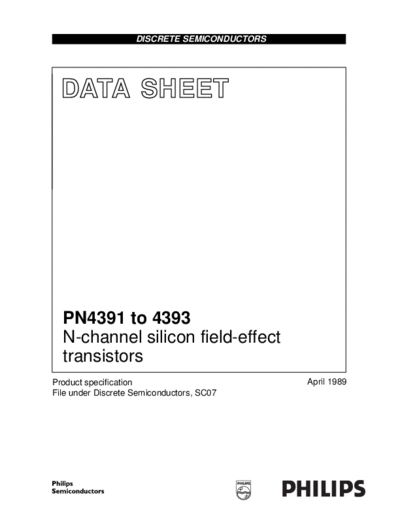 Philips pn4391 pn4392 pn4393 cnv 2  . Electronic Components Datasheets Active components Transistors Philips pn4391_pn4392_pn4393_cnv_2.pdf