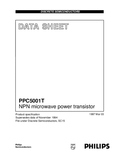 Philips ppc5001t 2  . Electronic Components Datasheets Active components Transistors Philips ppc5001t_2.pdf