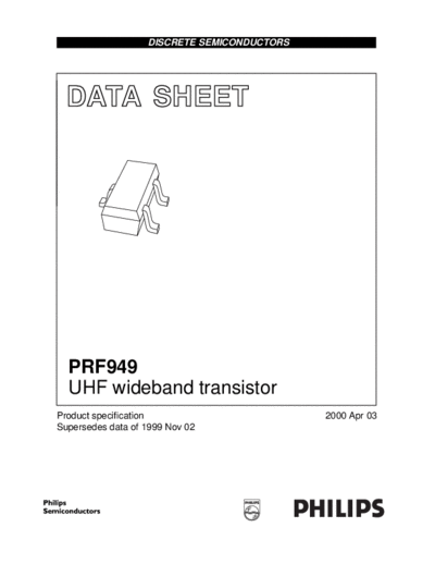 Philips prf949  . Electronic Components Datasheets Active components Transistors Philips prf949.pdf