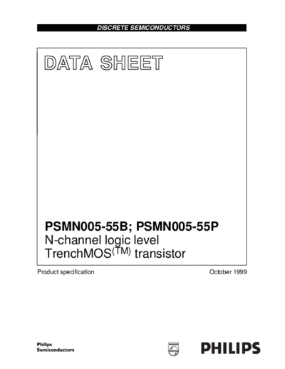 Philips psmn005-55b p hg  . Electronic Components Datasheets Active components Transistors Philips psmn005-55b_p_hg.pdf
