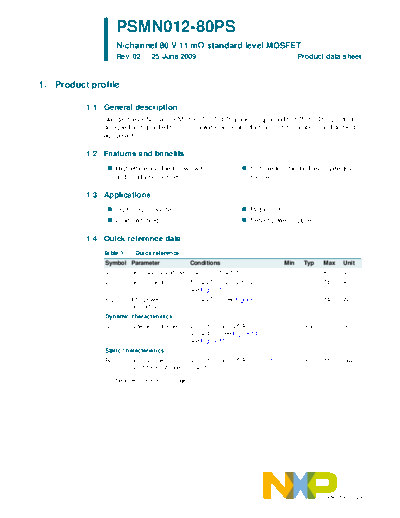 Philips psmn012-80ps  . Electronic Components Datasheets Active components Transistors Philips psmn012-80ps.pdf