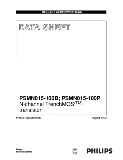 Philips psmn015-100 series hg 3  . Electronic Components Datasheets Active components Transistors Philips psmn015-100_series_hg_3.pdf