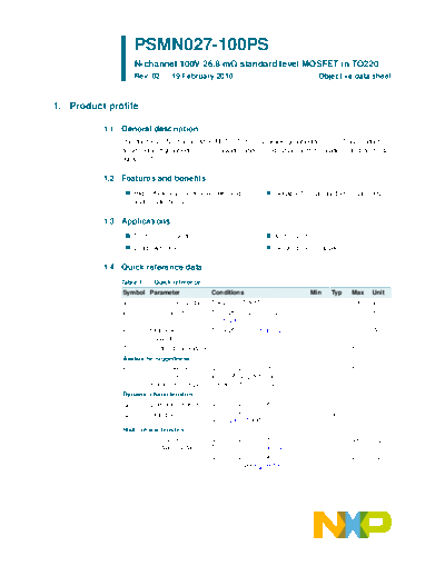 Philips psmn027-100ps  . Electronic Components Datasheets Active components Transistors Philips psmn027-100ps.pdf