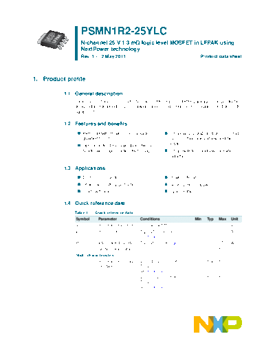Philips psmn1r2-25ylc  . Electronic Components Datasheets Active components Transistors Philips psmn1r2-25ylc.pdf
