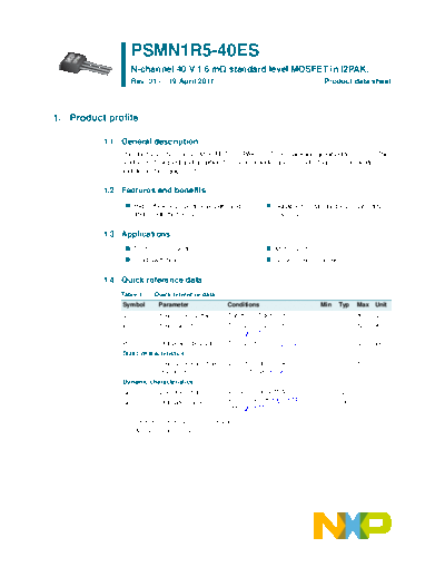 . Electronic Components Datasheets psmn1r5-40es  . Electronic Components Datasheets Active components Transistors Philips psmn1r5-40es.pdf