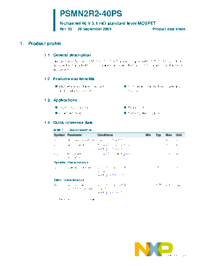 Philips psmn2r2-40ps  . Electronic Components Datasheets Active components Transistors Philips psmn2r2-40ps.pdf