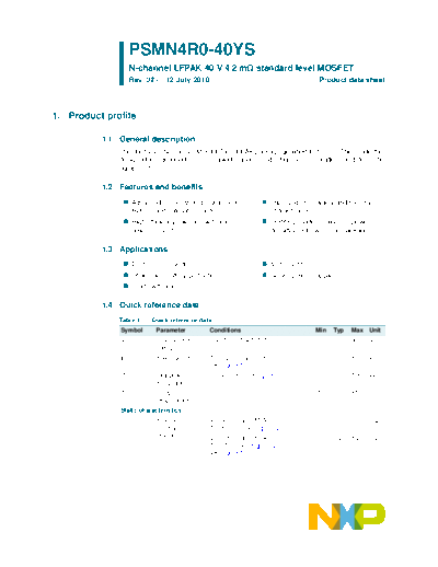 Philips psmn4r0-40ys  . Electronic Components Datasheets Active components Transistors Philips psmn4r0-40ys.pdf