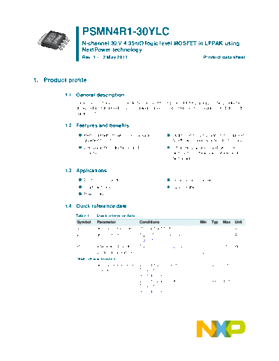 Philips psmn4r1-30ylc  . Electronic Components Datasheets Active components Transistors Philips psmn4r1-30ylc.pdf