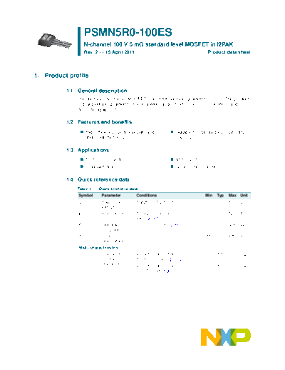 Philips psmn5r0-100es  . Electronic Components Datasheets Active components Transistors Philips psmn5r0-100es.pdf