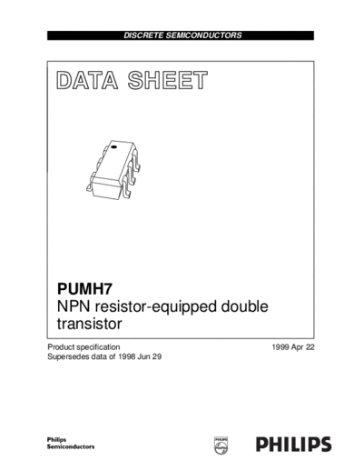 Philips pumh7 2  . Electronic Components Datasheets Active components Transistors Philips pumh7_2.pdf