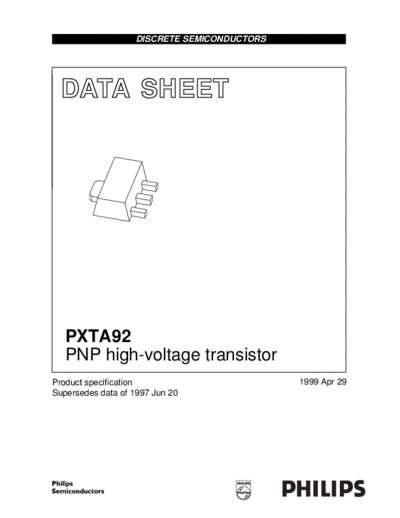 Philips pxta92 3  . Electronic Components Datasheets Active components Transistors Philips pxta92_3.pdf