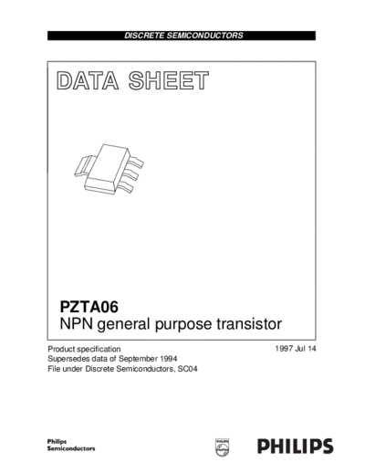 Philips pzta06 cnv 2  . Electronic Components Datasheets Active components Transistors Philips pzta06_cnv_2.pdf