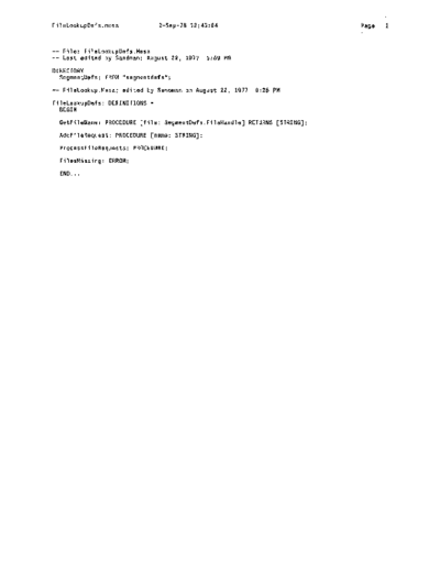 xerox FileLookupDefs.mesa Sep78  xerox mesa 4.0_1978 listing Mesa_4_Bootstrap FileLookupDefs.mesa_Sep78.pdf