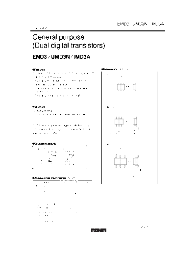 . Electronic Components Datasheets emd3 umd3n imd3a  . Electronic Components Datasheets Active components Transistors Rohm emd3_umd3n_imd3a.pdf