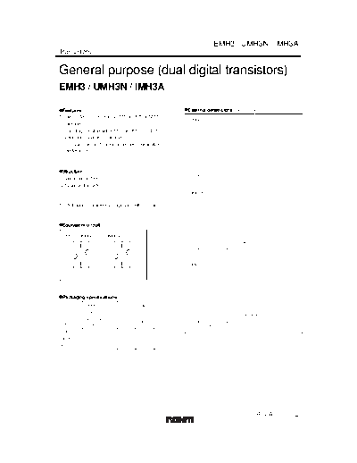 . Electronic Components Datasheets emh3 umh3n imh3a  . Electronic Components Datasheets Active components Transistors Rohm emh3_umh3n_imh3a.pdf