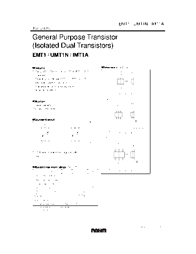 Rohm emt1 umt1n imt1a  . Electronic Components Datasheets Active components Transistors Rohm emt1_umt1n_imt1a.pdf