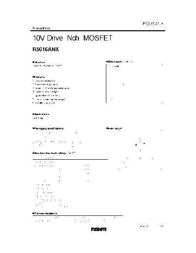 . Electronic Components Datasheets r5016anx  . Electronic Components Datasheets Active components Transistors Rohm r5016anx.pdf