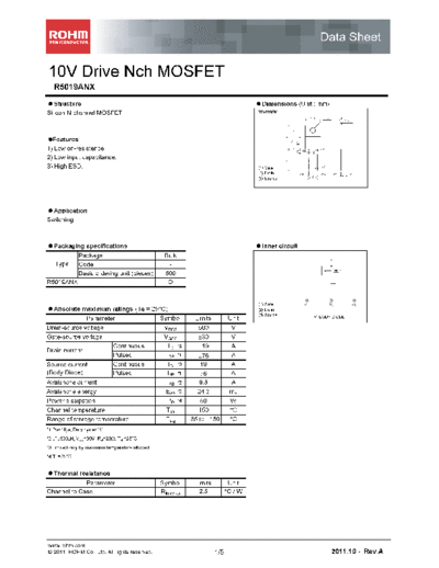 Rohm r5019anx  . Electronic Components Datasheets Active components Transistors Rohm r5019anx.pdf