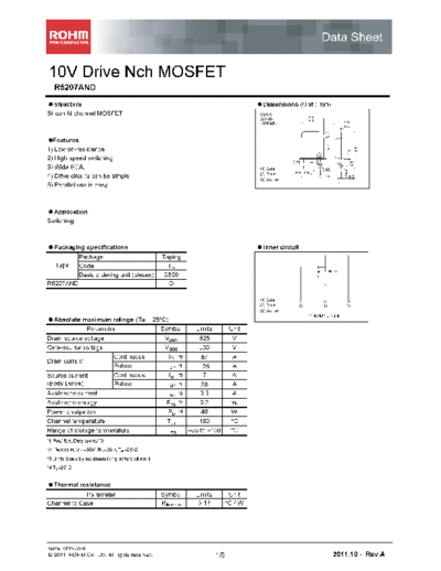 Rohm r5207and  . Electronic Components Datasheets Active components Transistors Rohm r5207and.pdf