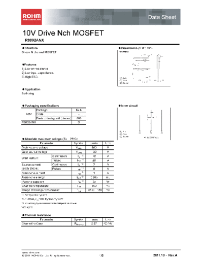 Rohm r8002anx  . Electronic Components Datasheets Active components Transistors Rohm r8002anx.pdf