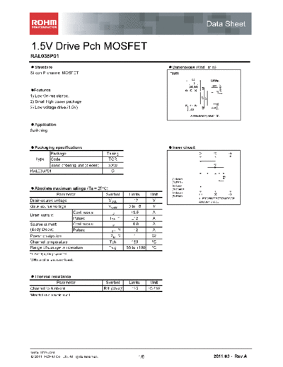 Rohm ral035p01  . Electronic Components Datasheets Active components Transistors Rohm ral035p01.pdf