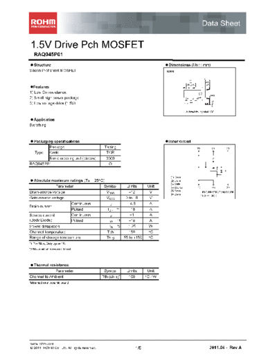 Rohm raq045p01  . Electronic Components Datasheets Active components Transistors Rohm raq045p01.pdf