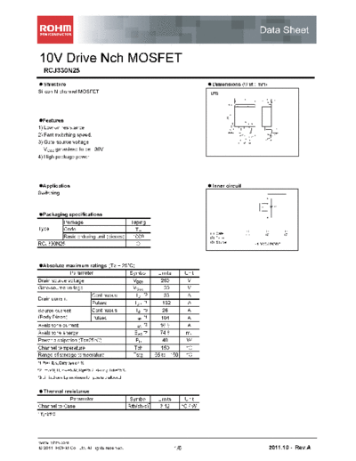Rohm rcj330n25  . Electronic Components Datasheets Active components Transistors Rohm rcj330n25.pdf
