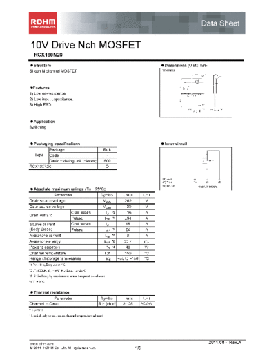 Rohm rcx160n20  . Electronic Components Datasheets Active components Transistors Rohm rcx160n20.pdf