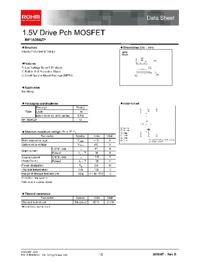 Rohm rp1a090zp  . Electronic Components Datasheets Active components Transistors Rohm rp1a090zp.pdf