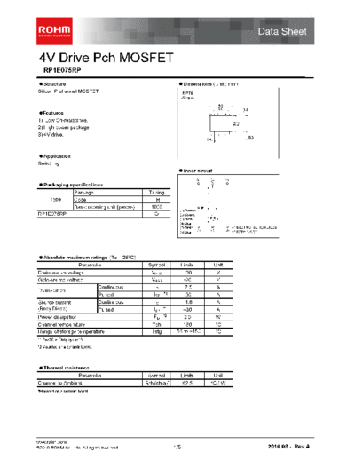 Rohm rp1e075rp  . Electronic Components Datasheets Active components Transistors Rohm rp1e075rp.pdf