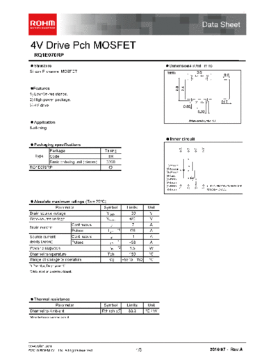 Rohm rq1e070rp  . Electronic Components Datasheets Active components Transistors Rohm rq1e070rp.pdf