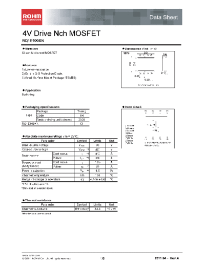 Rohm rq1e100xn  . Electronic Components Datasheets Active components Transistors Rohm rq1e100xn.pdf