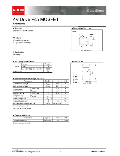 Rohm rrl035p03  . Electronic Components Datasheets Active components Transistors Rohm rrl035p03.pdf