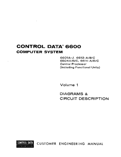 cdc 60119300BT 6600 Diagrams and Circuit Description Vol1 Jan68  . Rare and Ancient Equipment cdc cyber cyber_70 fieldEngr 60119300BT_6600_Diagrams_and_Circuit_Description_Vol1_Jan68.pdf