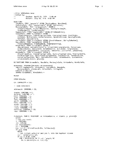 xerox WEWindows.mesa Sep78  xerox mesa 4.0_1978 listing Mesa_4_Debug WEWindows.mesa_Sep78.pdf