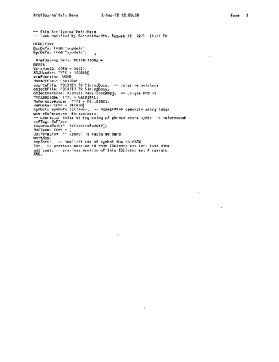 xerox XrefJournalDefs.mesa Sep78  xerox mesa 4.0_1978 listing Mesa_4_Compiler XrefJournalDefs.mesa_Sep78.pdf