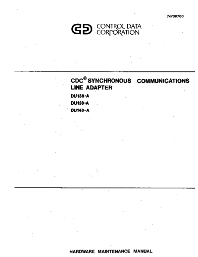 cdc 74700700D Synchronous Interface Hardware Maintenance Manual Jul78  . Rare and Ancient Equipment cdc cyber comm 2550 74700700D_Synchronous_Interface_Hardware_Maintenance_Manual_Jul78.pdf