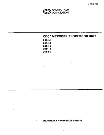 cdc 60472800D 2551 Network Processor Unit Hardware Reference Mar83  . Rare and Ancient Equipment cdc cyber comm 2550 60472800D_2551_Network_Processor_Unit_Hardware_Reference_Mar83.pdf