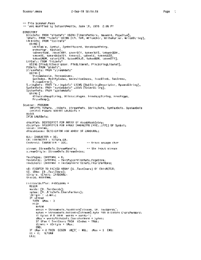xerox Scanner.mesa Sep78  xerox mesa 4.0_1978 listing Mesa_4_Compiler Scanner.mesa_Sep78.pdf