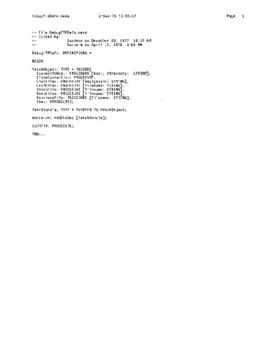 xerox DebugFtpDefs.mesa Sep78  xerox mesa 4.0_1978 listing Mesa_4_System DebugFtpDefs.mesa_Sep78.pdf