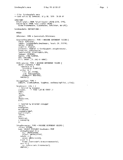 xerox CoreSwapDefs.mesa Sep78  xerox mesa 4.0_1978 listing Mesa_4_System CoreSwapDefs.mesa_Sep78.pdf