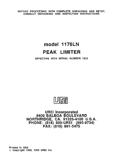 . Various UREI-1176LNmanual  . Various SM scena Studio 1176 UREI-1176LNmanual.pdf