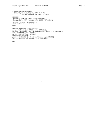 xerox DebugInterpretDefs.mesa Sep78  xerox mesa 4.0_1978 listing Mesa_4_Debug DebugInterpretDefs.mesa_Sep78.pdf