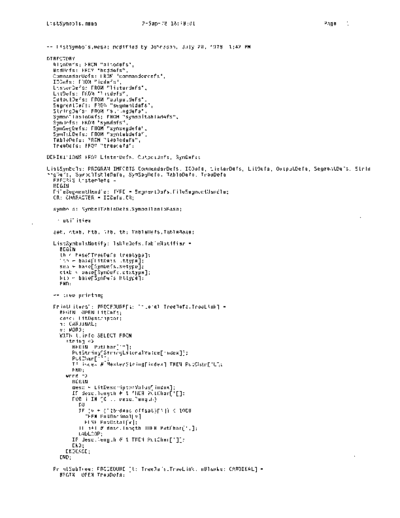 xerox ListSymbols.mesa Sep78  xerox mesa 4.0_1978 listing Mesa_4_Lister ListSymbols.mesa_Sep78.pdf