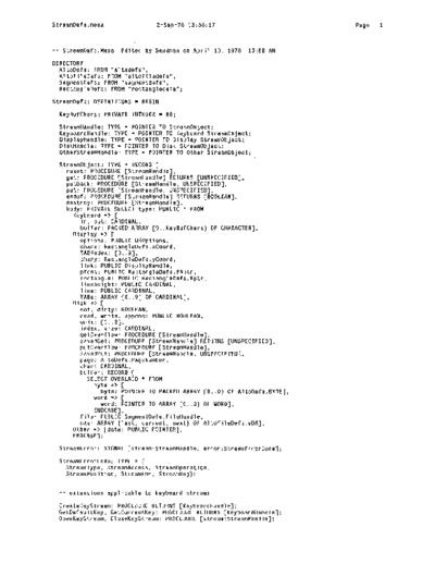 xerox StreamDefs.mesa Sep78  xerox mesa 4.0_1978 listing Mesa_4_System StreamDefs.mesa_Sep78.pdf