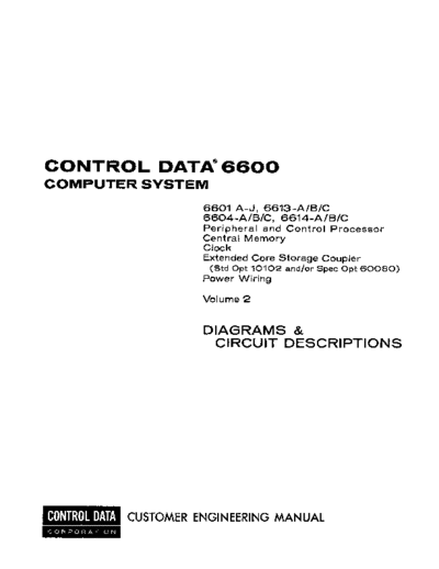 cdc 60119300BT 6600 Diagrams and Circuit Description Vol2 Jan68  . Rare and Ancient Equipment cdc cyber cyber_70 fieldEngr 60119300BT_6600_Diagrams_and_Circuit_Description_Vol2_Jan68.pdf
