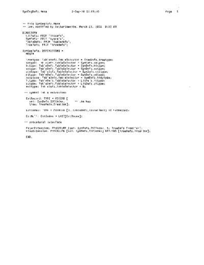 xerox SymSegDefs.mesa Sep78  xerox mesa 4.0_1978 listing Mesa_4_Compiler SymSegDefs.mesa_Sep78.pdf