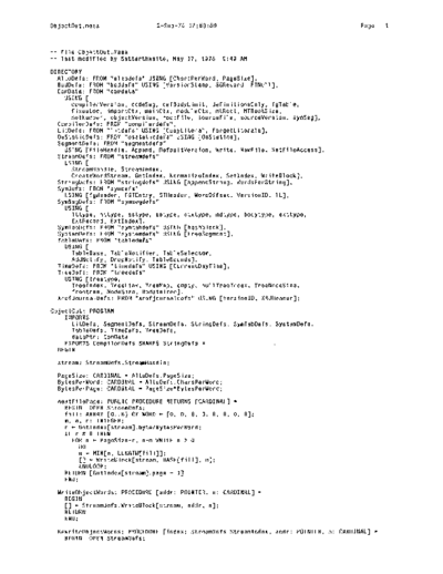 xerox ObjectOut.mesa Sep78  xerox mesa 4.0_1978 listing Mesa_4_Compiler ObjectOut.mesa_Sep78.pdf