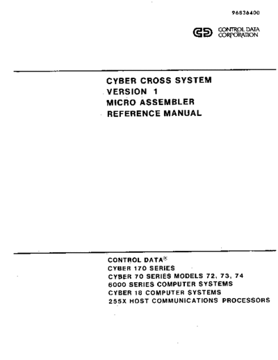 cdc 96836400C Cross System Version 1 Microassembler May77  . Rare and Ancient Equipment cdc cyber comm 2550 96836400C_Cross_System_Version_1_Microassembler_May77.pdf