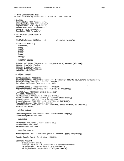 xerox CompilerDefs.mesa Sep78  xerox mesa 4.0_1978 listing Mesa_4_Compiler CompilerDefs.mesa_Sep78.pdf